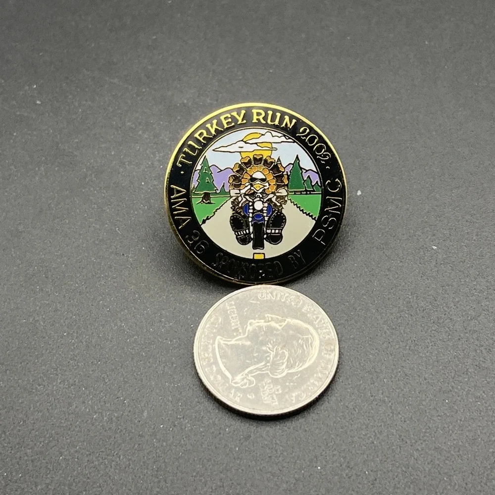 2002 Turkey Run AMA 36 Sponsored‎ By PSMC Motorcycles Lapel Hat Pin